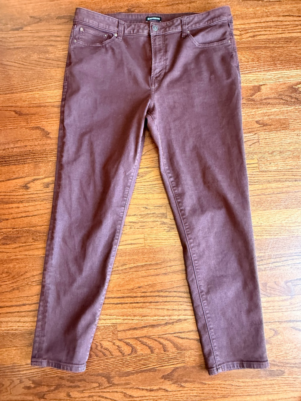 Express Stretch Skinny Jeans in Dark Plum 38X32